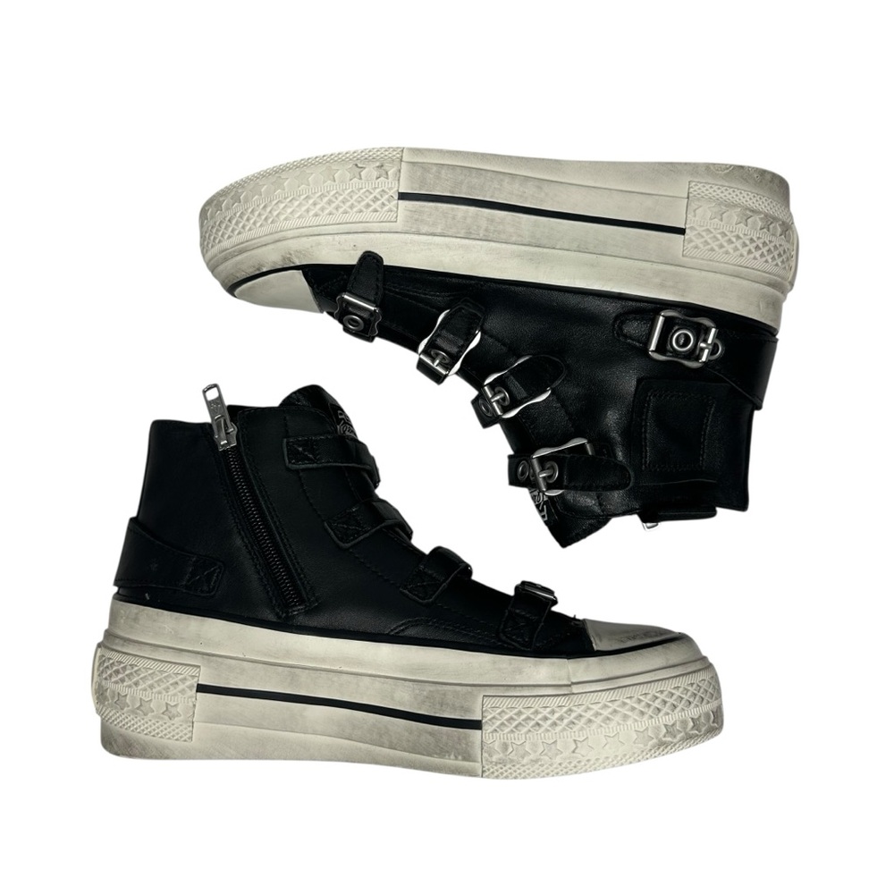 NEW Ash Rainbow Black Leather High Top Distressed Sneakers 36 - Picture 5 of 13